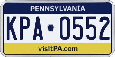 PA license plate KPA0552