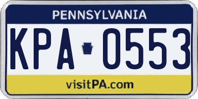 PA license plate KPA0553