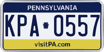 PA license plate KPA0557