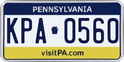 PA license plate KPA0560