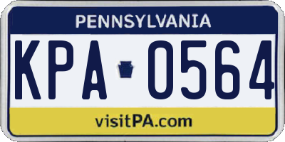 PA license plate KPA0564