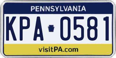 PA license plate KPA0581
