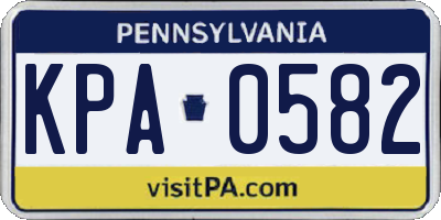 PA license plate KPA0582