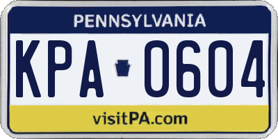 PA license plate KPA0604