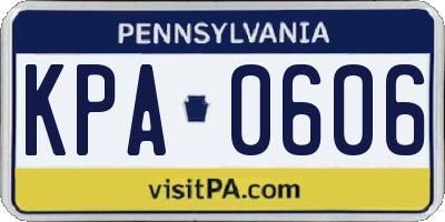 PA license plate KPA0606