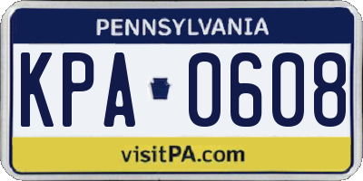 PA license plate KPA0608