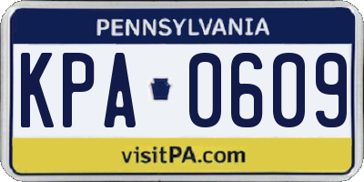 PA license plate KPA0609