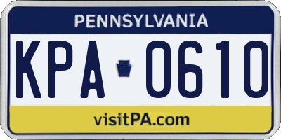 PA license plate KPA0610