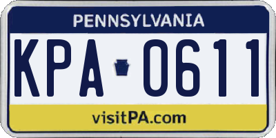 PA license plate KPA0611