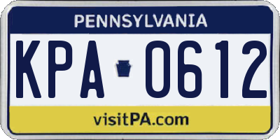 PA license plate KPA0612