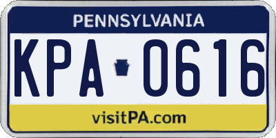 PA license plate KPA0616