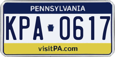 PA license plate KPA0617