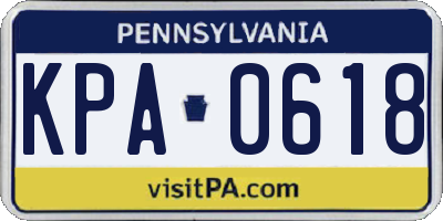 PA license plate KPA0618