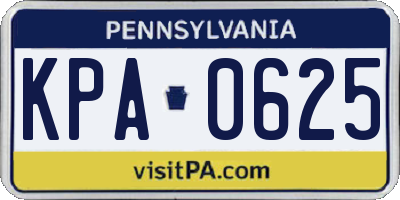 PA license plate KPA0625