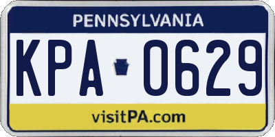 PA license plate KPA0629