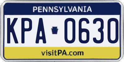 PA license plate KPA0630
