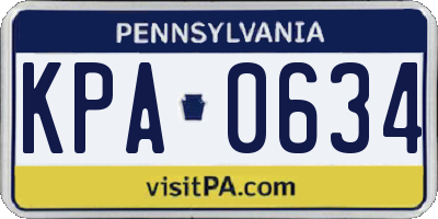 PA license plate KPA0634