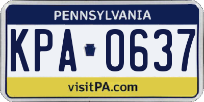 PA license plate KPA0637