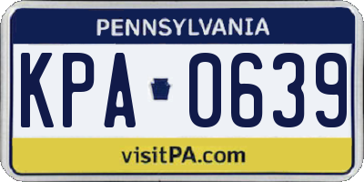 PA license plate KPA0639