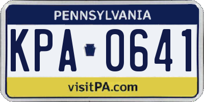 PA license plate KPA0641