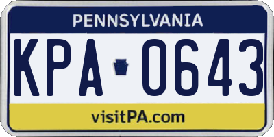 PA license plate KPA0643