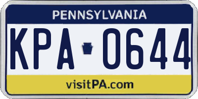 PA license plate KPA0644