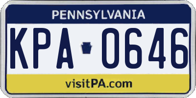 PA license plate KPA0646