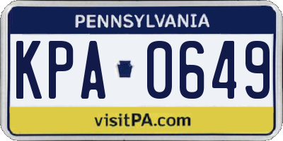 PA license plate KPA0649