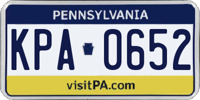 PA license plate KPA0652