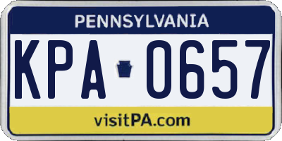 PA license plate KPA0657