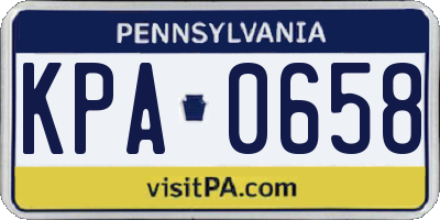 PA license plate KPA0658