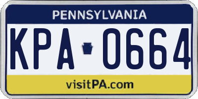 PA license plate KPA0664