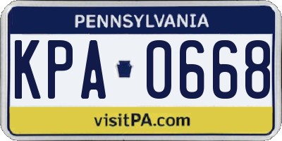 PA license plate KPA0668