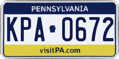 PA license plate KPA0672
