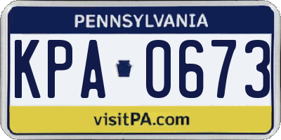 PA license plate KPA0673