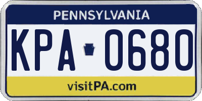 PA license plate KPA0680