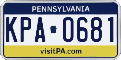 PA license plate KPA0681