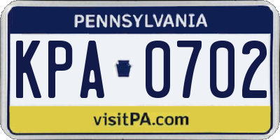 PA license plate KPA0702