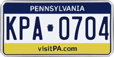 PA license plate KPA0704