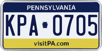 PA license plate KPA0705