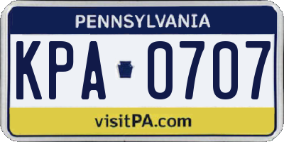 PA license plate KPA0707