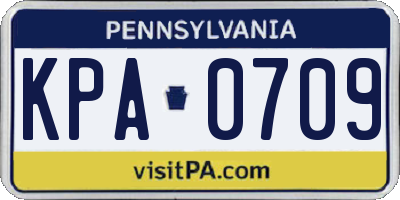 PA license plate KPA0709