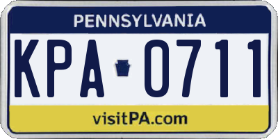 PA license plate KPA0711