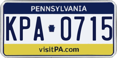 PA license plate KPA0715