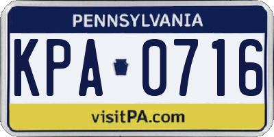 PA license plate KPA0716