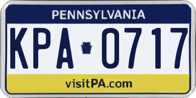 PA license plate KPA0717