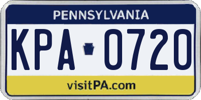 PA license plate KPA0720