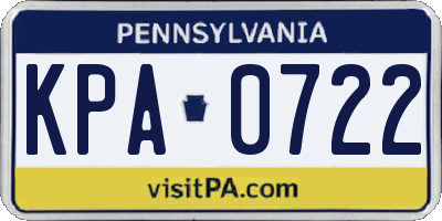 PA license plate KPA0722