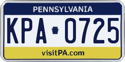 PA license plate KPA0725
