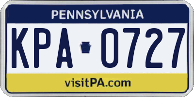 PA license plate KPA0727